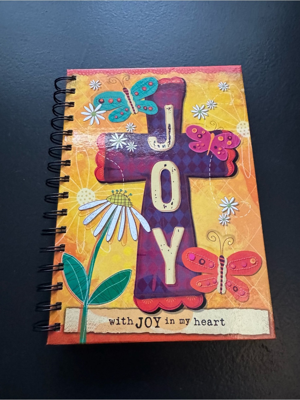 JOY Spiral Notebook - Colorful Butterfly & Floral Cover